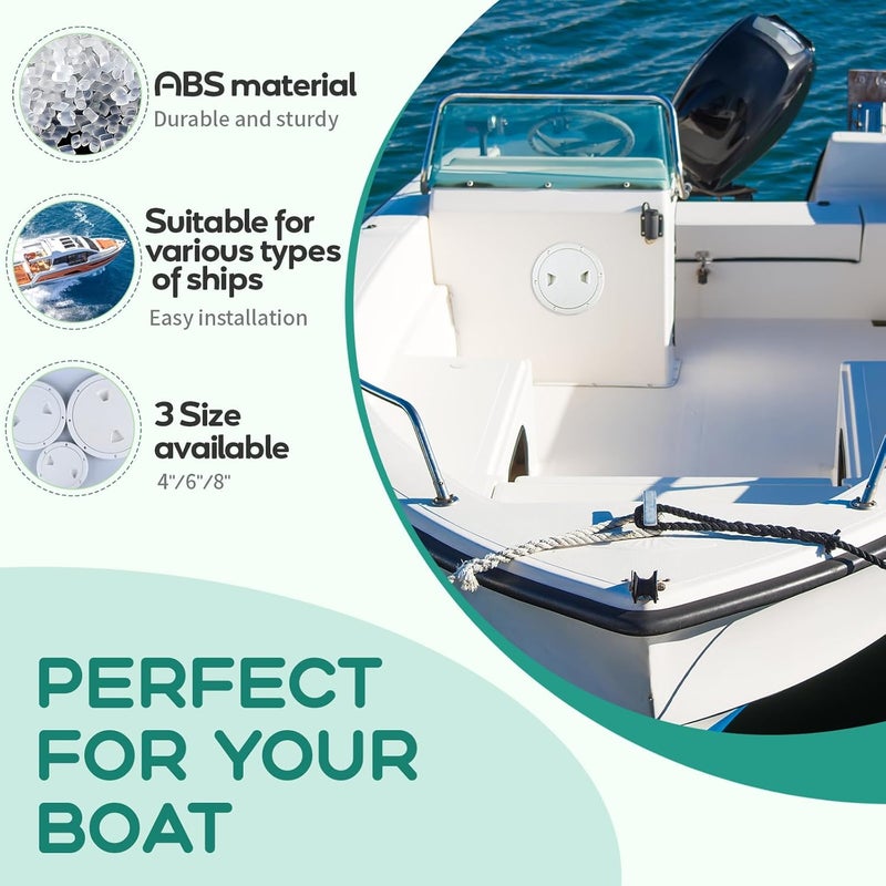 Smart Marine غطاء قارب سمارت مارين 2 قطعة أبيض 4"6"8" دائري غير قابل للانزلاق مع غطاء قابل للفصل لقارب البحر واليخت والشاحنة وRV (6") - Image 5
